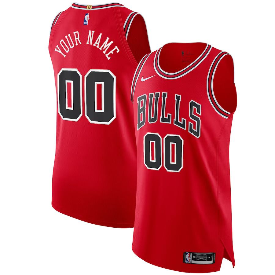 Men Chicago Bulls Nike Red Authentic Custom NBA Jersey->chicago bulls->NBA Jersey